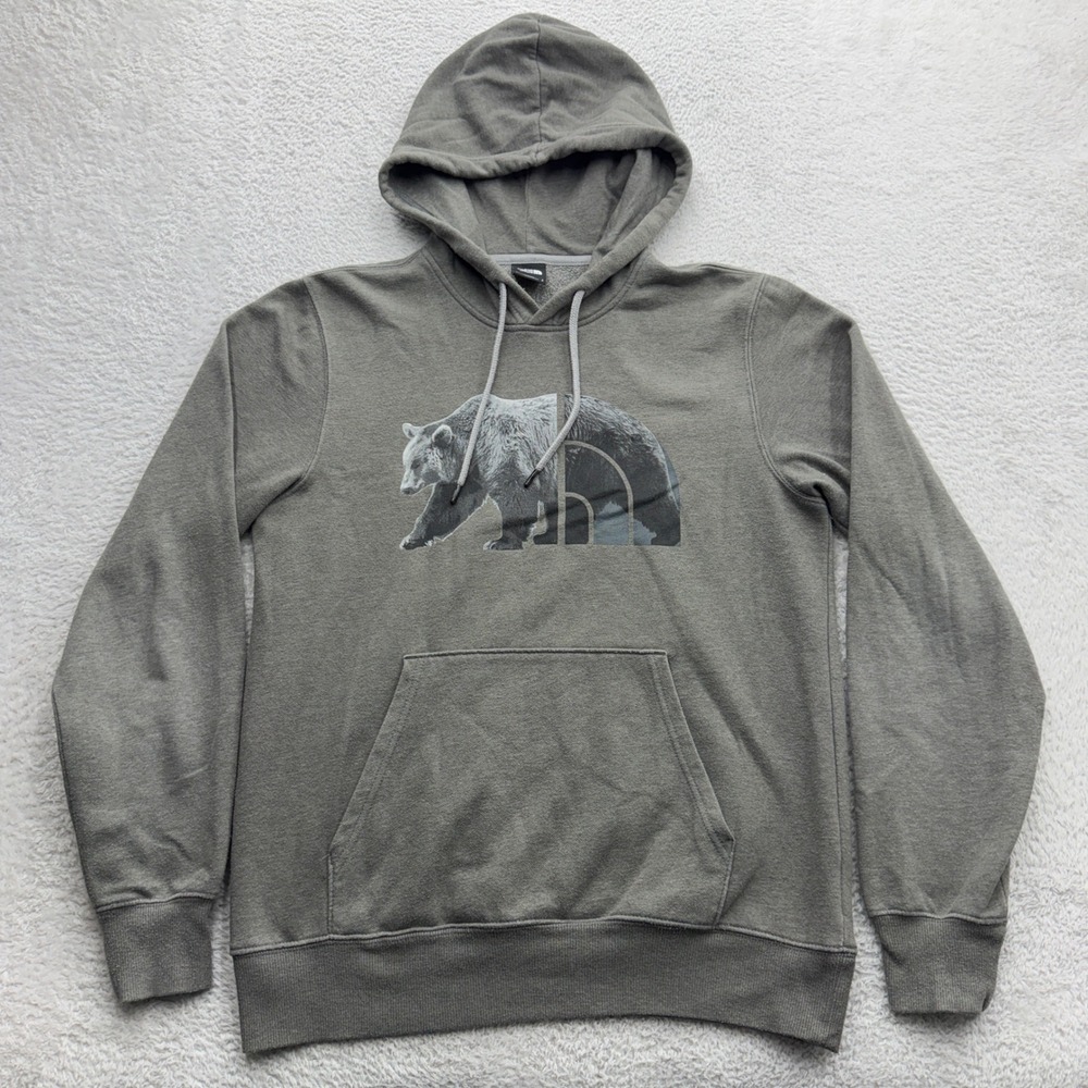 The North Face Mens Gray Bear Graphic Logo Pullover Hoodie Small NF0A3X6O